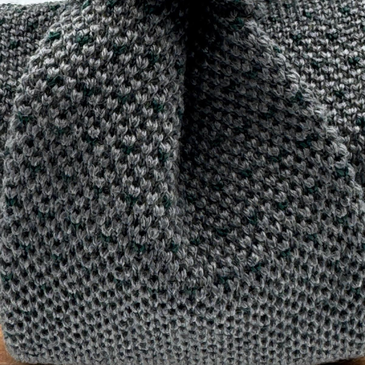 N.O.S. Cruciani & Bella - Knitted Pointed Lambswool and Silk - Grey, Green Pin Ponit Tie #9237