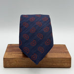 Cruciani &amp; Bella
100% Silk&nbsp;
Tipped
Blue, Red Wine paisley Motif Tie
Handmade in Italy
8 cm x 148 cm
New Old Stock