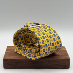 N.O.S. Cruciani & Bella - Printed Silk - Yellow, Blue, Light Blue,White and Red Motif Tie #9318