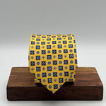 N.O.S. Cruciani & Bella - Printed Silk - Yellow, Blue, Light Blue,White and Red Motif Tie #9318