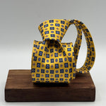 N.O.S. Cruciani & Bella - Printed Silk - Yellow, Blue, Light Blue,White and Red Motif Tie #9318