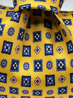 N.O.S. Cruciani & Bella - Printed Silk - Yellow, Blue, Light Blue,White and Red Motif Tie #9318