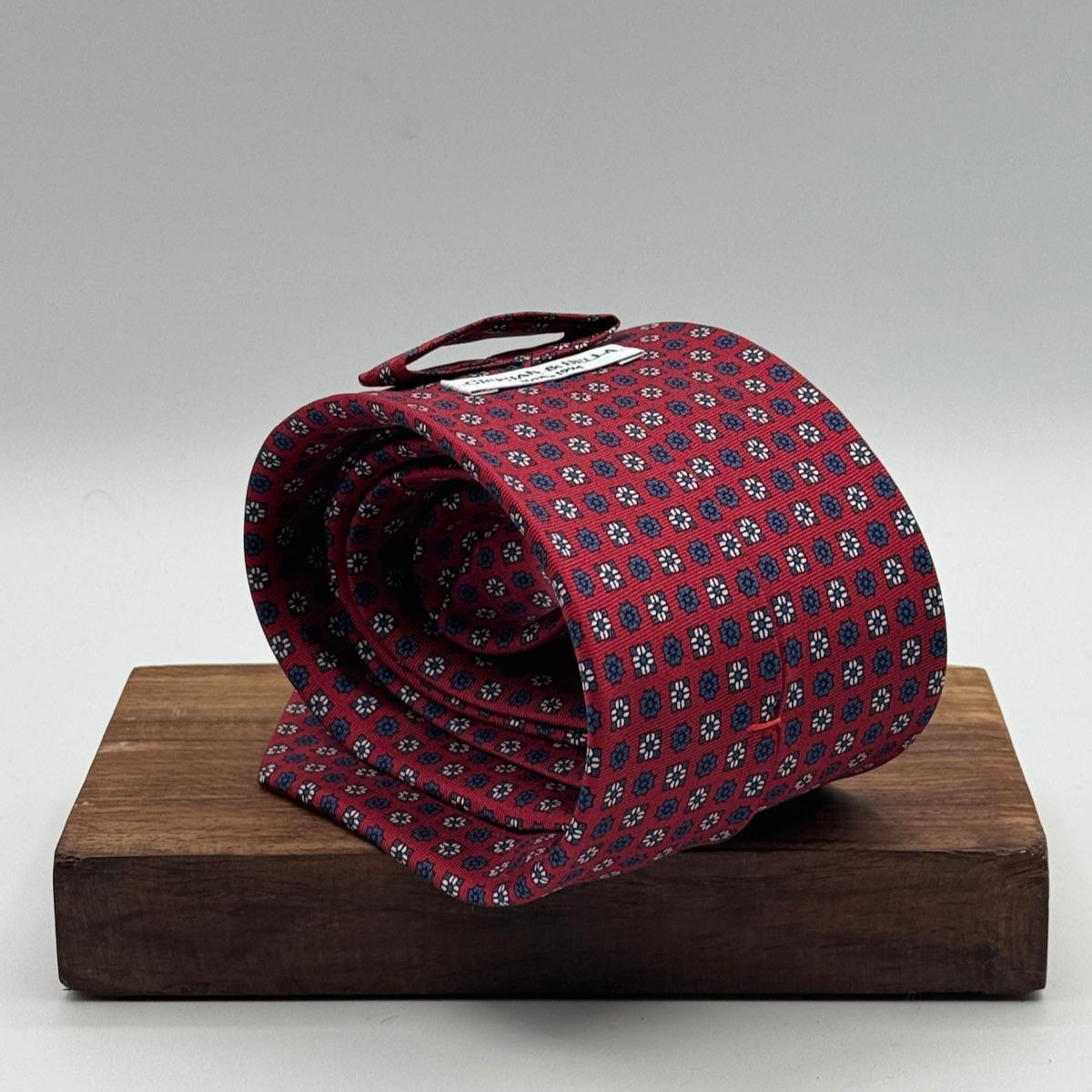 N.O.S. Cruciani & Bella - Printed Silk - Red, Blue and White Motif Tie #9331