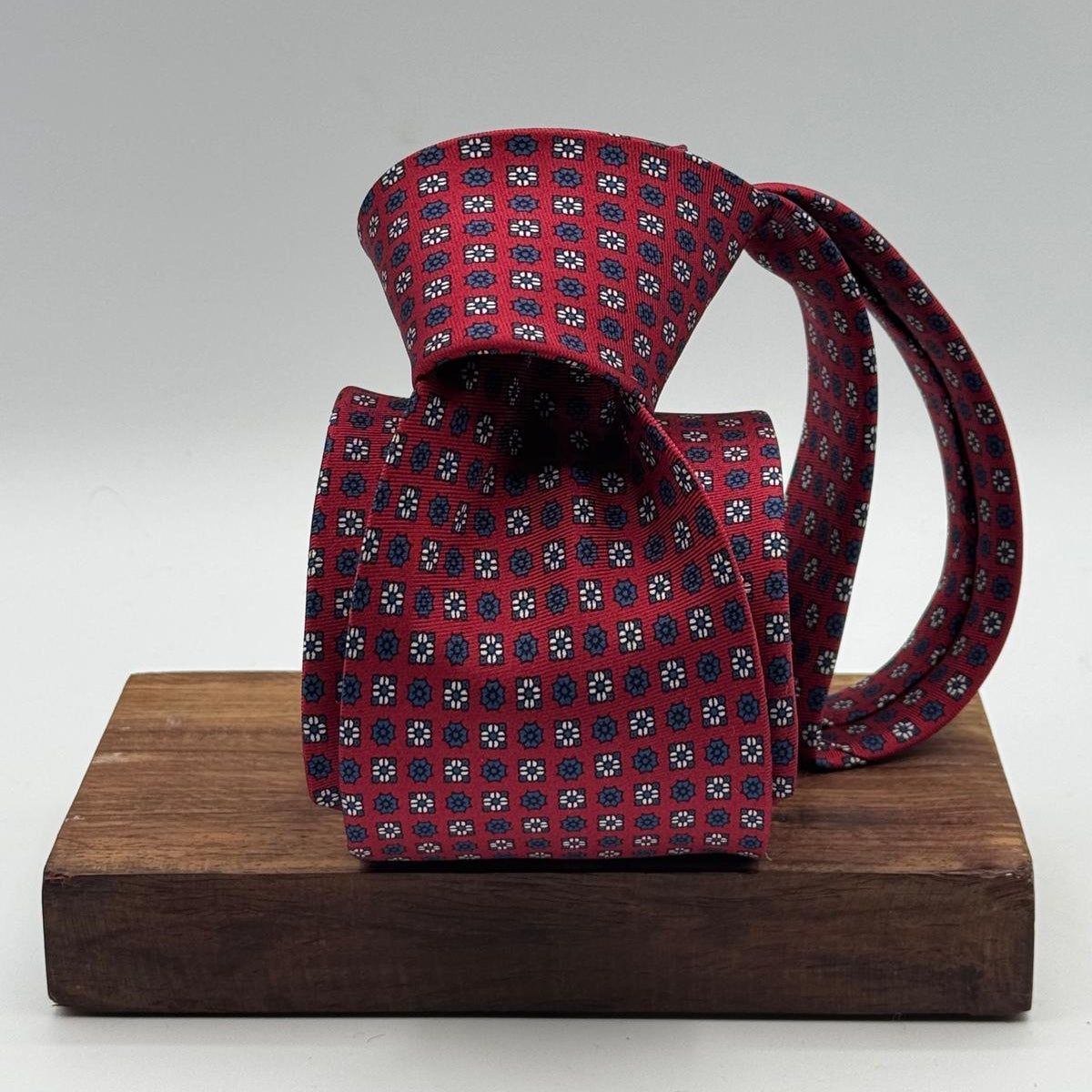 N.O.S. Cruciani & Bella - Printed Silk - Red, Blue and White Motif Tie #9331