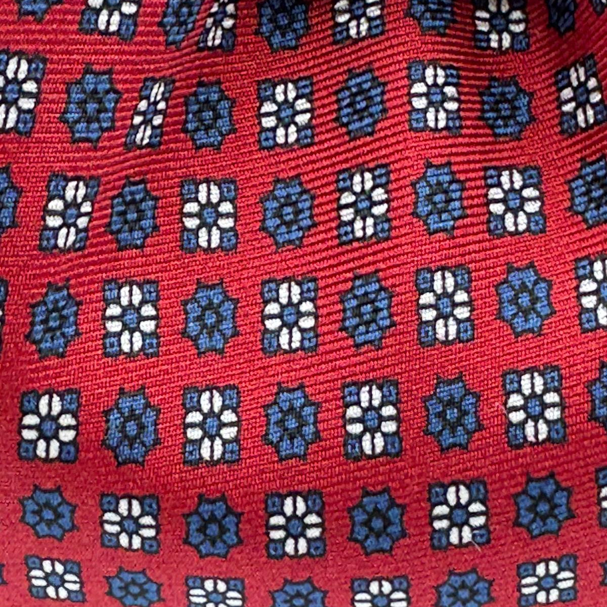 N.O.S. Cruciani & Bella - Printed Silk - Red, Blue and White Motif Tie #9331