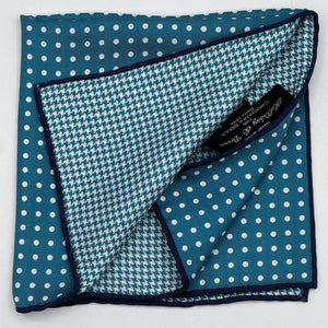 Holliday &amp; Brown
Hand-rolled&nbsp;&nbsp;
Holliday &amp; Brown for Cruciani &amp; Bella
100% Silk
Octanium and White
Double Faces
Dots and Pied de Poule Motif&nbsp; Pocket Square
Handmade in Italy

32 cm X 32 cm