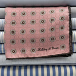 Holliday & Brown - Silk - Antique Pink, Light Brown, Sand and White Motif Pocket Square #9382