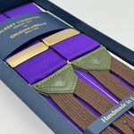Albert Thurst
on for Cruciani &amp; Bella
Made in England

40 mm Woven Barathea&nbsp;
Purple braces
Braid ends
Y-Shaped
Gold Fittings
Size Multifit Adjustable&nbsp;Length:&nbsp;115cm (= 45 inch) Maximum