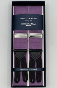 Albert Thurst
on for Cruciani &amp; Bella
Made in England

40 mm Woven Barathea&nbsp;
Amethyst Plain braces
Braid ends
Y-Shaped
Nickel Fittings
Size Multifit Adjustable&nbsp;Length:&nbsp;115cm (= 45 inch) Maximum