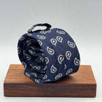 Cruciani &amp; Bella
100% Silk&nbsp;

Tipped&nbsp;
Blue and Silver Paisley Motif

Handmade in Italy
8 cm x 148 cm
New Old Stock