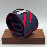Cruciani &amp; Bella
100% Silk&nbsp;
Woven Jaquard
Tipped&nbsp;
Blue and Red Stripe
Handmade in Italy
9 cm x 148 cm
New Old Stock
