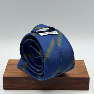 Cruciani &amp; Bella
100% Silk
Tipped
Light Blue, Green and Red Stripes Tie
Handmade in Italy
8 cm x 148 cm
New Old Stock