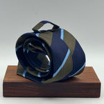 Cruciani &amp; Bella
100% Silk
Tipped
Blue, Green and Light Blue Stripes Tie
Handmade in Italy
8 cm x 148 cm
New Old Stock