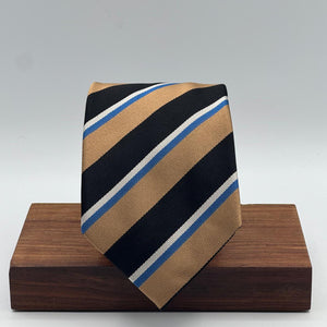 Cruciani &amp; Bella
100% Silk&nbsp;
Woven Jaquard
Self Tipped&nbsp;
Black, Apple Green, Light Blue and Silver Stripes
Handmade in Italy
9 cm x 148 cm
New Old Stock