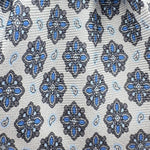 Cruciani &amp; Bella
100% Printed Silk&nbsp;
Tipped
White, Light Blue and Brown Motif Tie
Handmade in Italy
8,5 cm x 148 cm
New Old Stock