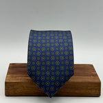 Cruciani &amp; Bella
100% Printed Silk&nbsp;
Tipped
Blue, Green and Ocra Motif Tie
Handmade in Italy
8,5 cm x 148 cm
New Old Stock