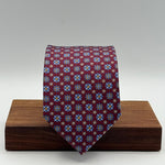 Cruciani &amp; Bella
100% Printed Silk&nbsp;
Tipped
Red Wine, Light Blue, White and Light Brown Motif Tie
Handmade in Italy
8,5 cm x 148 cm
New Old Stock