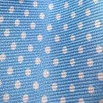 Cruciani &amp; Bella
100% Printed Silk&nbsp;
Tipped
Baby Blue and White Polka Dots Motif Tie
Handmade in Italy
8,5 cm x 148 cm
New Old Stock