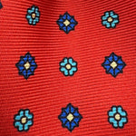 Cruciani &amp; Bella
100% Printed Silk&nbsp;
Tipped
Red, Light Blue and Blue Floral Motif Tie
Handmade in Italy
8 cm x 148 cm
New Old Stock