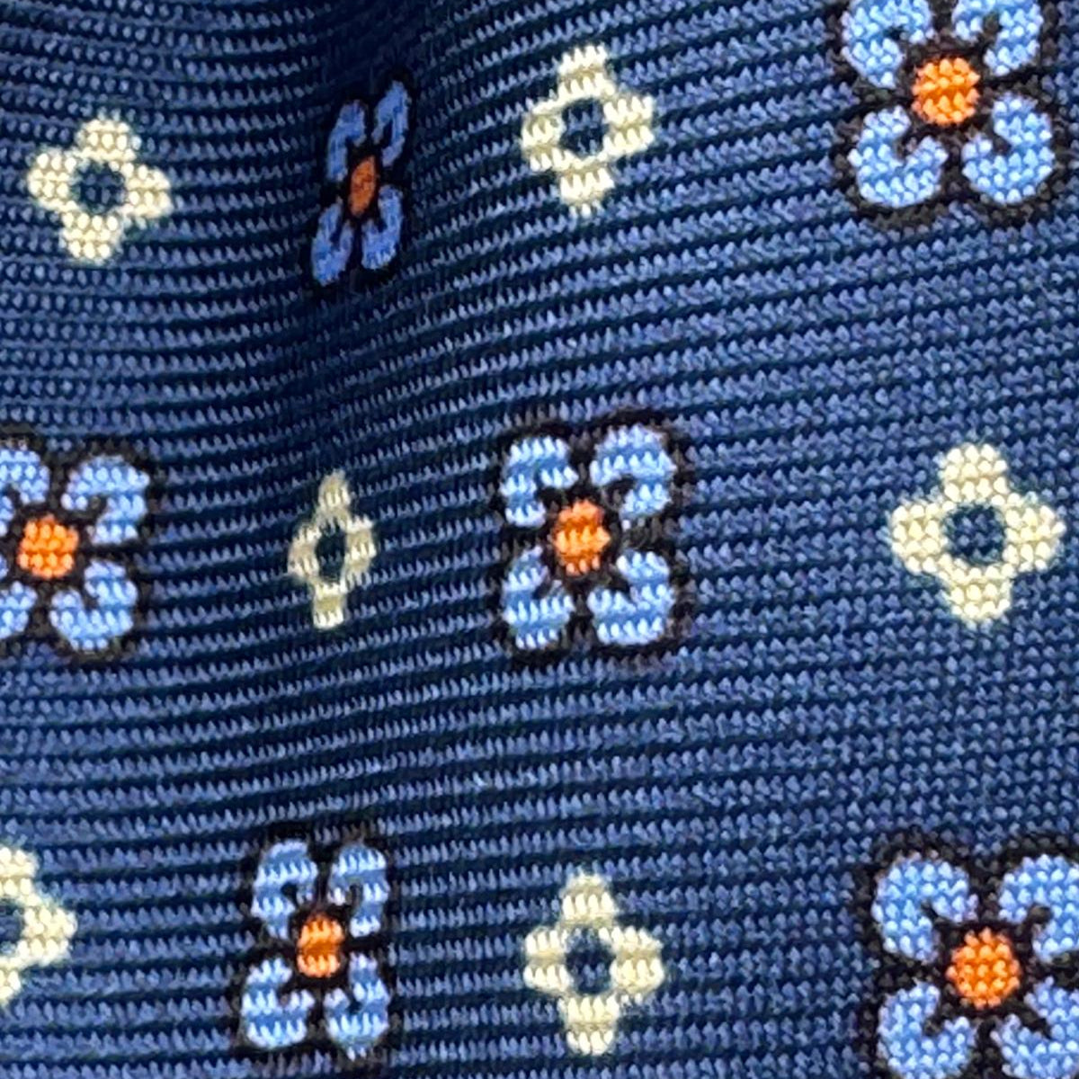 Cruciani &amp; Bella
100% Printed Silk&nbsp;
Tipped
Blue, Light Blue and White Motif Tie
Handmade in Italy
8 cm x 148 cm
New Old Stock