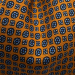 Cruciani &amp; Bella
100% Printed Silk&nbsp;
Tipped
Orange and Light Blue Motif Tie
Handmade in Italy
8 cm x 148 cm
New Old Stock