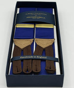 Albert Thurston for Cruciani &amp; Bella
Made in England
Adjustable Sizing
40 mm Woven Barathea&nbsp;
Corn Flower Blue Plain braces
Braid ends
Y-Shaped
Gold Fittings
Size Multifit Adjustable&nbsp;Length:&nbsp;115cm (= 45 inch) Maximum