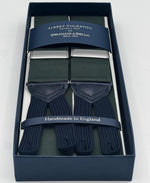 Albert Thurston - Woven Barathea Braces  - 40 mm -  Tartan Green Plain  # 9887