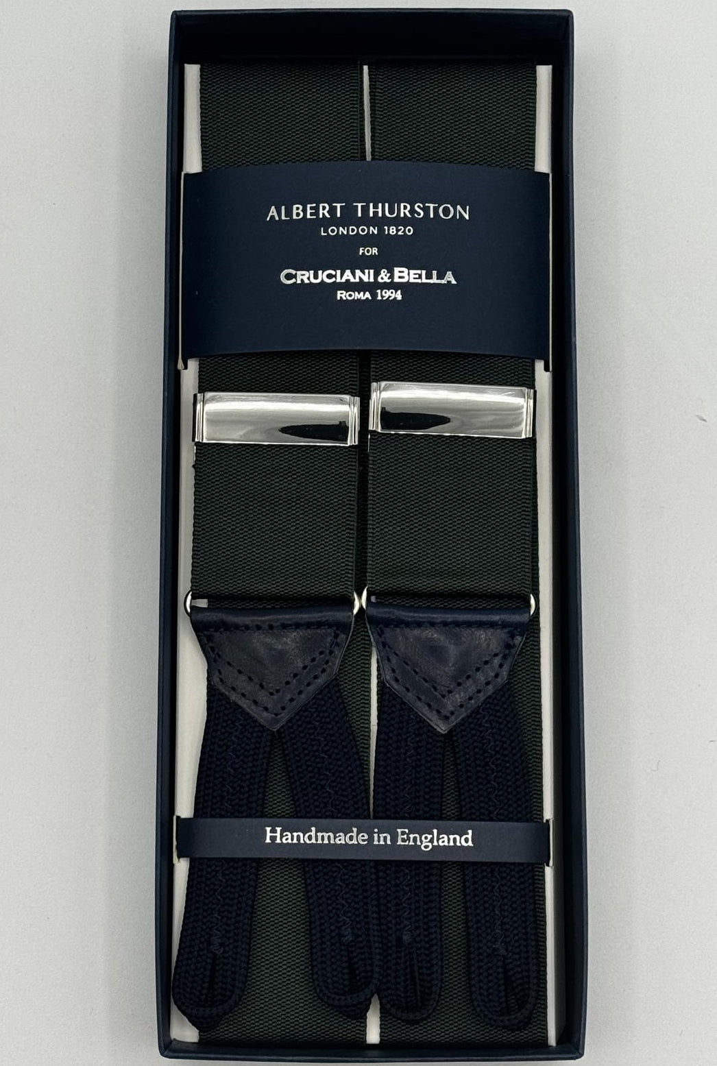 Albert Thurston - Woven Barathea Braces  - 40 mm -  Tartan Green Plain  # 9887
