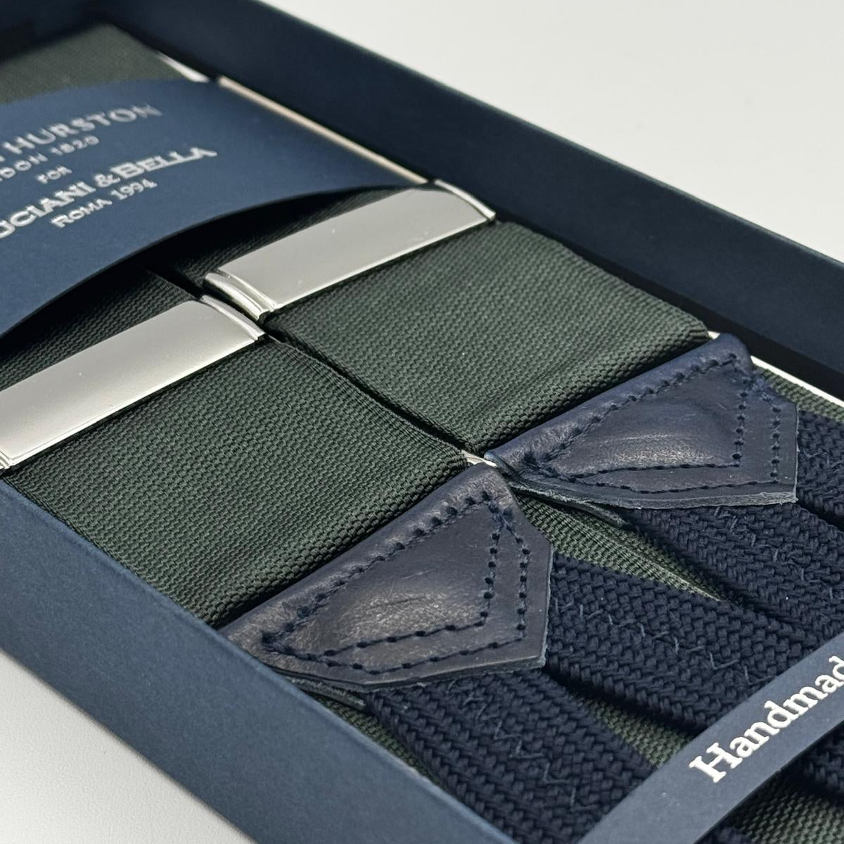 Albert Thurston - Woven Barathea Braces  - 40 mm -  Tartan Green Plain  # 9887