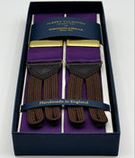 Albert Thurston for Cruciani &amp; Bella
Made in England
Adjustable Sizing
40 mm Woven Barathea&nbsp;
Wisteria Plain braces
Braid ends
Y-Shaped
Gold Fittings
Size Multifit Adjustable&nbsp;Length:&nbsp;115cm (= 45 inch) Maximum