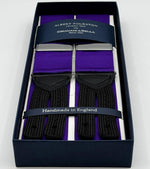 Albert Thurston for Cruciani &amp; Bella
Made in England
Adjustable Sizing
40 mm Woven Barathea&nbsp;
Purple Plain braces
Braid ends
Y-Shaped
Nickel Fittings
Size Multifit Adjustable&nbsp;Length:&nbsp;115cm (= 45 inch) Maximum