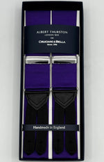Albert Thurston for Cruciani &amp; Bella
Made in England
Adjustable Sizing
40 mm Woven Barathea&nbsp;
Purple Plain braces
Braid ends
Y-Shaped
Nickel Fittings
Size Multifit Adjustable&nbsp;Length:&nbsp;115cm (= 45 inch) Maximum