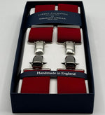 Albert Thurston for Cruciani &amp; Bella

Made in England
Clip on
Adjustable Sizing
35 mm elastic braces
Deep Red&nbsp;
X-Shaped
Nickel Fittings
Size Multifit Adjustable&nbsp;Length:&nbsp;115cm (= 45 inch) Maximum