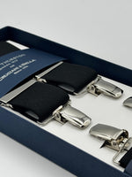 Albert Thurston for Cruciani &amp; Bella

Made in England
Clip on
Adjustable Sizing
35 mm elastic braces
Black Plain
X-Shaped
Nickel Fittings
Size Multifit Adjustable&nbsp;Length:&nbsp;115cm (= 45 inch) Maximum