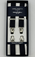 Albert Thurston - Elastic Clip-on-braces  - 25 mm - Blue, Gold Pin Dots #7377