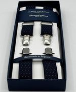 Albert Thurston - Elastic Clip-on-braces  - 25 mm - Blue, Gold Pin Dots #7377