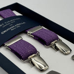 Albert Thurston for Cruciani &amp; Bella

Made in England
Clip on
Adjustable Sizing
25 mm elastic braces
Light Purple Melange&nbsp;
X-Shaped
Nickel Fittings
Size Multifit Adjustable&nbsp;Length:&nbsp;115cm (= 45 inch) Maximum
