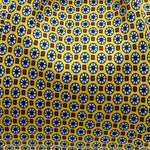 Cruciani &amp; Bella
100% Printed Silk&nbsp;
Tipped
Yellow, Light Blue and Rust Motif Tie
Handmade in Italy
8 cm x 148 cm
New Old Stock