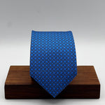 Cruciani &amp; Bella
100% Printed Silk&nbsp;
Tipped
Light Blue and Blue Motif Tie
Handmade in Italy
8 cm x 148 cm
New Old Stock