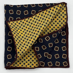 Cruciani &amp; Bella
Hand-rolled&nbsp;&nbsp;
100%&nbsp; Madder Silk Double
Blue, Red Wine, Yellow and Light Blue

Balloon Motif Pocket Square
Made in Italy
33 cm X 33 cm