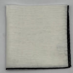 Cruciani &amp; Bella
60%Linen 40% Cotton
Hand-rolled&nbsp; -&nbsp; Pocket Square
White and Black
Handmade in Italy

33 cm X 33 cm