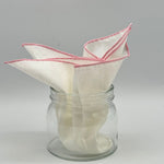 Cruciani &amp; Bella 60%Linen 40% Cotton Hand-rolled&nbsp; -&nbsp; Pocket Square White and Pink Handmade in Italy  33 cm X 33 cm