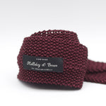 Holliday & Brown  100% Knitted Silk Handmade in Como, Italy Burgundy tie 6 cm x 145 cm