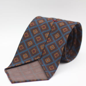 Cruciani & Bella 100% Printed Madder Silk  Italian fabric Unlined tie Light Blue, Brown and Burgundy Unlined Tie Handmade in Italy 8 cm x 150 cm