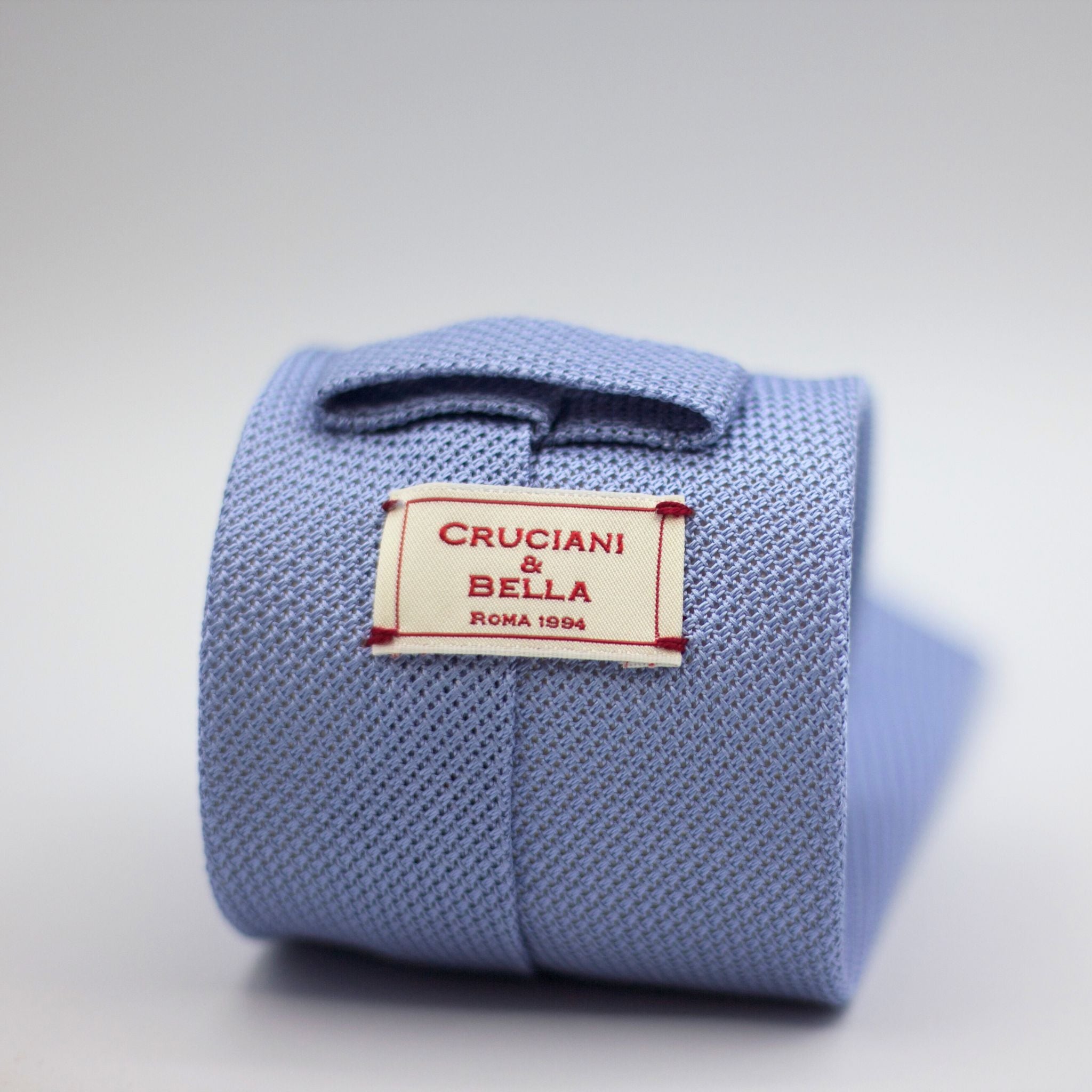 Cruciani & Bella 100% Silk Grenadine garza fina  Tipped Light Blue tie  Handmade inItaly 8 cm x 150 cm