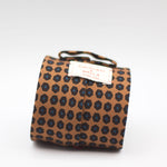 Cruciani & Bella 100%  Printed Wool  Unlined Hand rolled blades  Light Brown, Burgundy and Blue Motifs Tie Handmade in Italy 8 cm x 150 cm