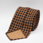 Cruciani & Bella 100%  Printed Wool  Unlined Hand rolled blades  Light Brown, Burgundy and Blue Motifs Tie Handmade in Italy 8 cm x 150 cm