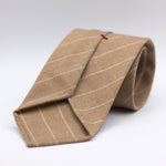 Cruciani & Bella 100% Wool Flannel Unlined Hand rolled blades Light Brown and Beige Striped  Tie Handmade in Italy 8 cm x 150 cm