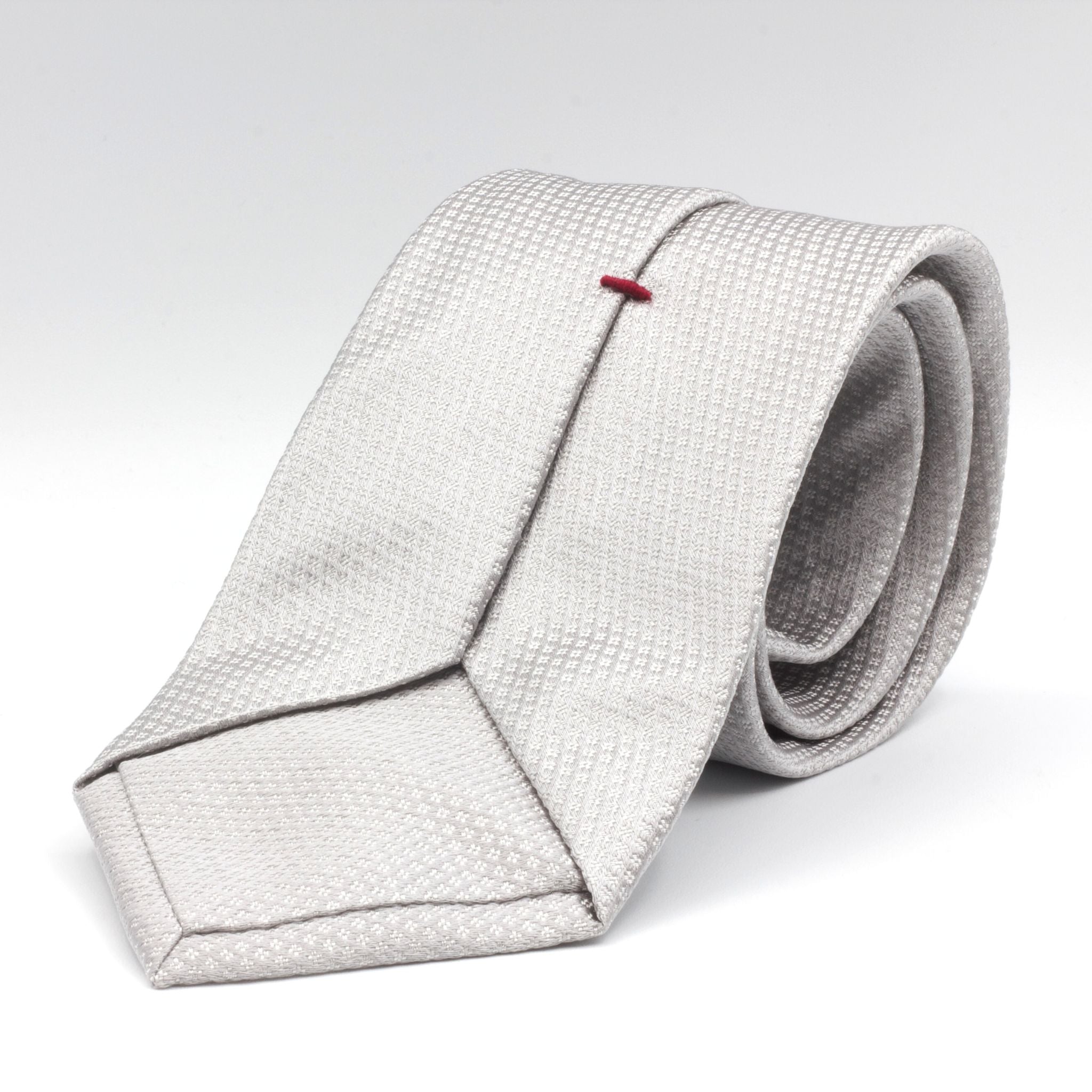 Cruciani & Bella - Woven Jacquard Silk - Light Silver, Micro White Motifs Tie