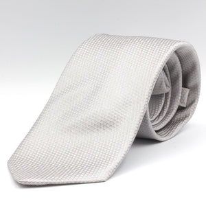 Cruciani & Bella - Woven Jacquard Silk - Light Silver, Micro White Motifs Tie